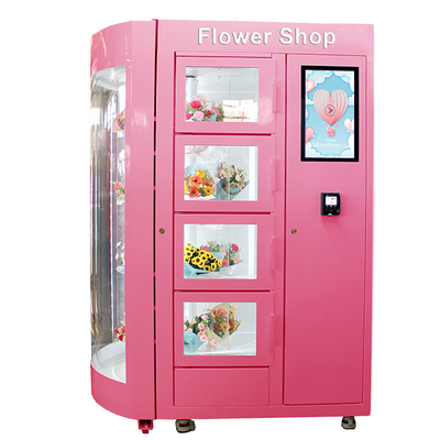 Fiore mobile Rose Vending Machine With Fridge dell'esposizione e finestra trasparente AC120V