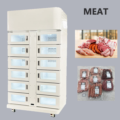 Macchinario venditore di frigorifero per carne con scanner QR