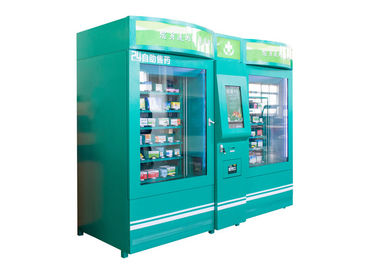 Chiosco del distributore automatico del rifornimento medico di benessere di salute della città universitaria con il grande schermo di pubblicità