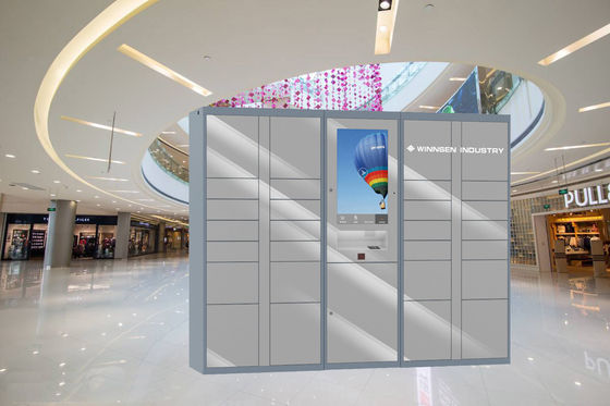 Armadi di bagagli locativi astuti con lo schermo di pubblicità per il supermercato con pagamento con carta di credito di opzione della macchina fotografica
