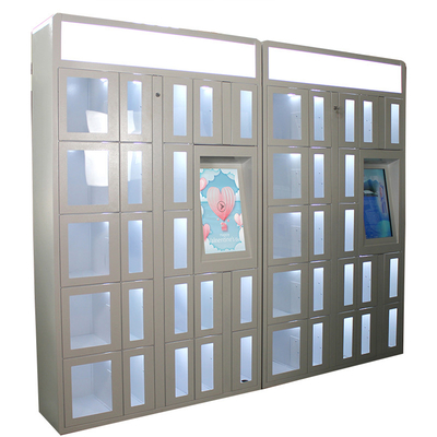 Distributore automatico d'acciaio laminato a freddo dell'armadio con la pubblicità delle porte trasparenti di funzione
