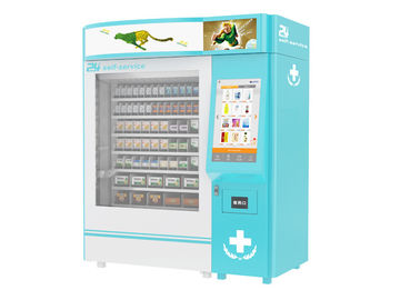 Chiosco del distributore automatico del rifornimento medico di benessere di salute della città universitaria con il grande schermo di pubblicità