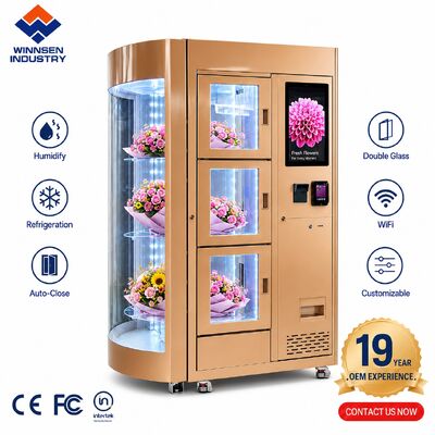Qualità Distributore automatico di fiori intelligente da 22 pollici con touchscreen, sistema di raffreddamento e gestione remota cloud fabbrica
