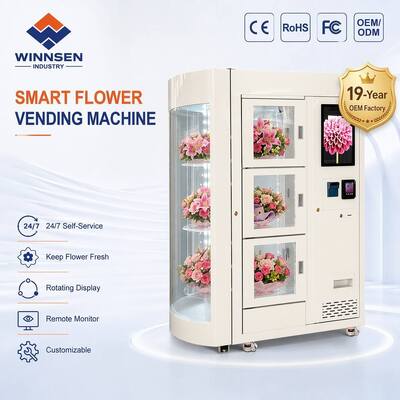 Qualità Distributore automatico di fiori freschi refrigerato 24/7 conforme ADA con touchscreen da 22 pollici fabbrica