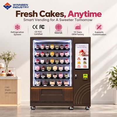 Qualità Winnsen Automatic Bakery Cake Vending Machine Chilled Pastry Display Cashless Payment for Retail Store fabbrica