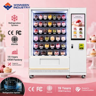 Qualità Winnsen Cake Vending Machine Cold Rolled Steel Cabinet Cashless Card QR Code Payment fabbrica